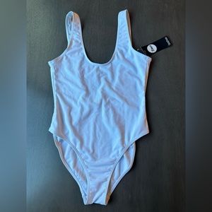 NWT Boho beach one piece white swimsuit bathing suit scoop back